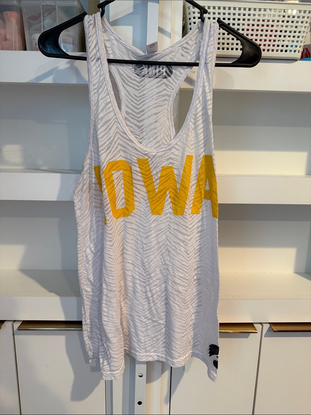 Iowa Hawkeyes PINK Victoria’s Secret Tank Top Sz Large White Vintage Sheer